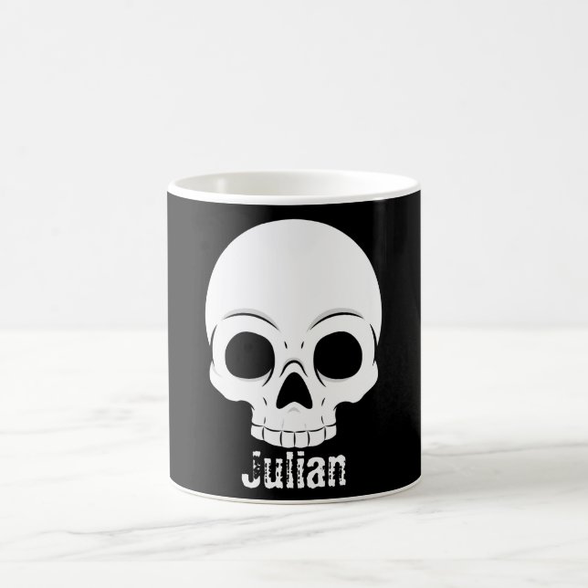 Caneca De Café Simples Halloween Dia Skull Nome Spooky (Centro)