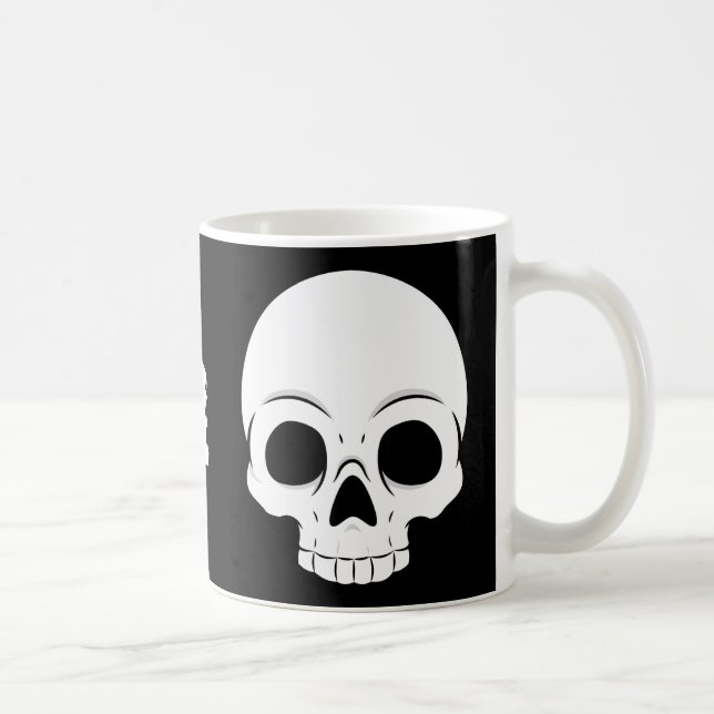 Caneca De Café Simples Halloween Dia Skull Nome Spooky (Direita)