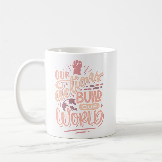 Caneca De Café Simples Inspiração Cotação Suave de Coral Rosa Rad (Esquerda)