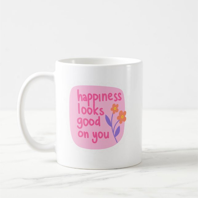 Caneca De Café Simples Lembrete Cheerful Joy Soft Link Lettering (Esquerda)