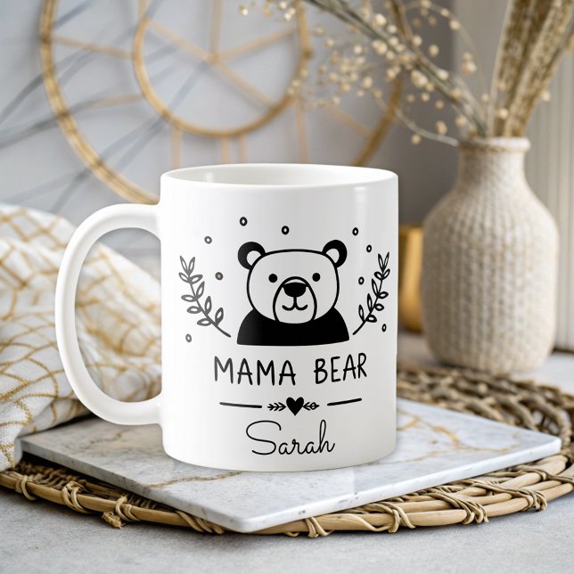 Caneca De Café Simples Mamãe Urso Elegante Mãe Personalizada (Criador carregado)