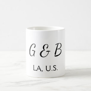 Caneca De Café SIMPLES MINIMAL adicione o nome do casal texto do