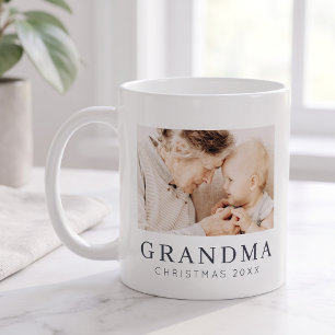Caneca De Café Simples Moderno Chic Personalizado Avó Foto Feriad