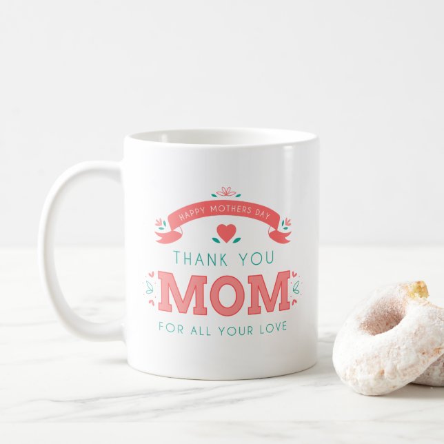 Caneca De Café Simples Obrigado Mãe Dia de as mães | Café Mug (Com Donut)