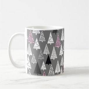 Caneca De Café Simples padrão de Natal. Cinza abstrato e branco