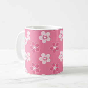 Caneca De Café simples padrão floral rosa sólido retrô pequeno fl