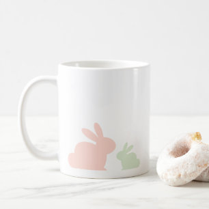 Caneca De Café Simples Pastel Mãe e Coelho Infantil