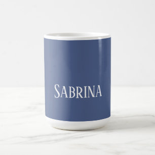 Caneca De Café Simples plano elegante, azul simples, branco