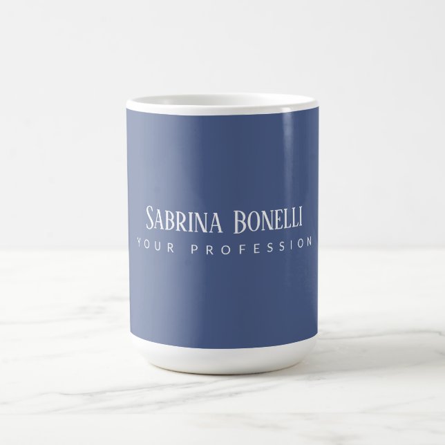 Caneca De Café Simples plano elegante, azul simples, branco (Centro)