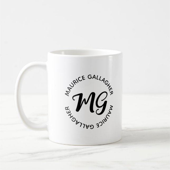 Caneca De Café Simples Preto Personalizar Adicione Seu Nome (Esquerda)
