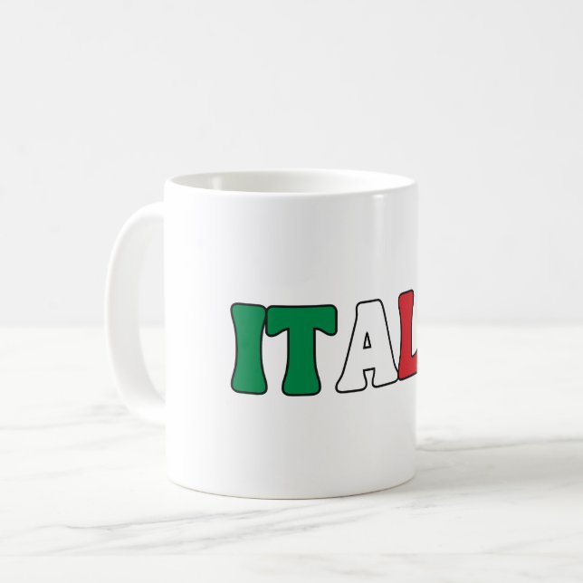 Caneca De Café Simples Roupa de Bandeira Nacional da Itália Moder (Frente Esquerda)