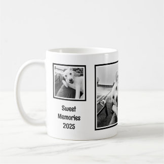 Caneca De Café Simples Três Fotos Preto e Branco Minimalista 2025
