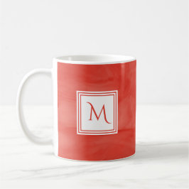 Caneca De Café Simples Vermelho Laranja Sutil Marble Monograma Mo