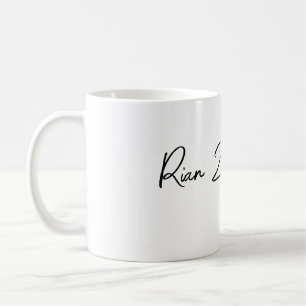 Caneca De Café Simples White Mug com Nome de Script
