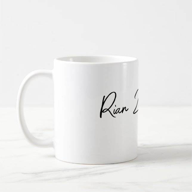 Caneca De Café Simples White Mug com Nome de Script (Esquerda)