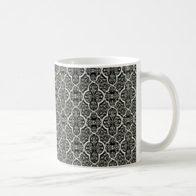 Caneca De Café Simplesmente Clássico Damask Mug, Preto (Direita)