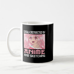 Caneca De Café Simplesmente Distraído Por Animes e Desenhando Jap