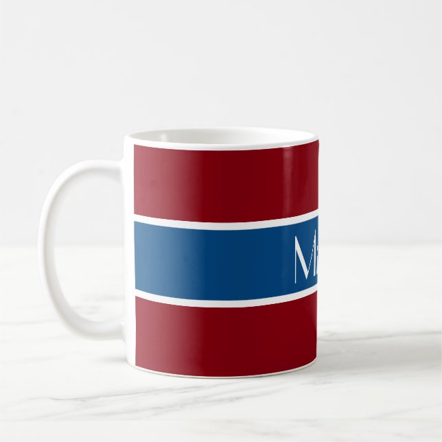 Caneca De Café Simplesmente Stripes azul escuro + o teu backgr. & (Esquerda)