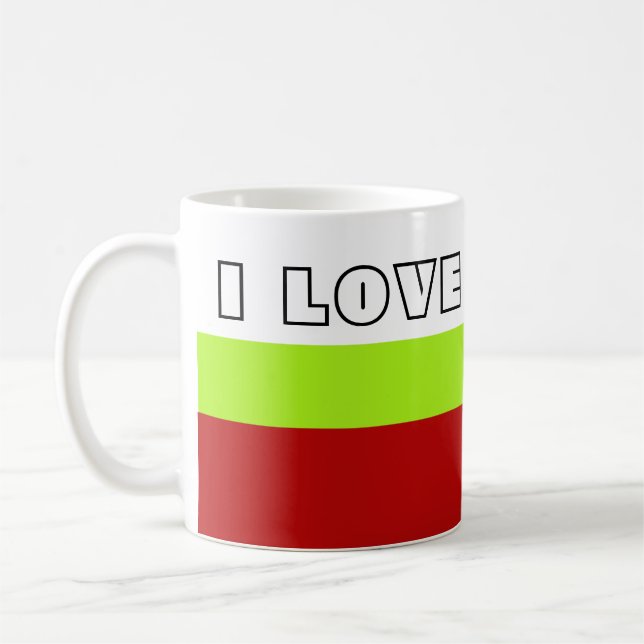 Caneca De Café Simplesmente Stripes primavera verde + texto/ideia (Esquerda)
