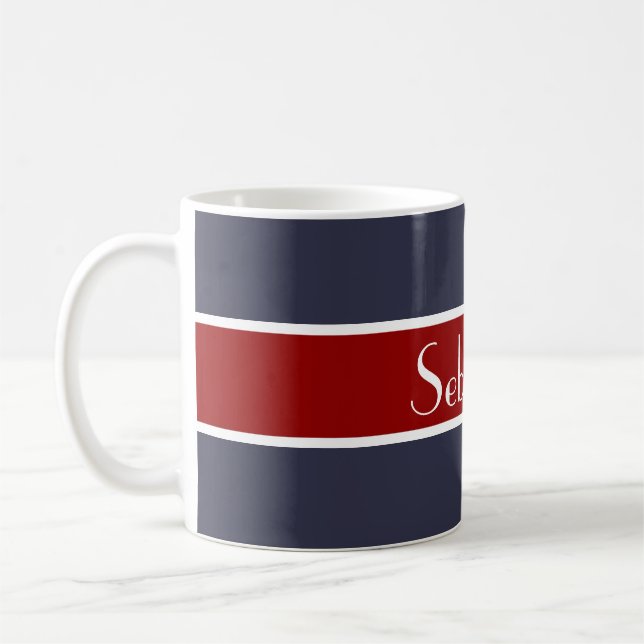 Caneca De Café Simplesmente Stripes vermelho escuro + o teu trase (Esquerda)