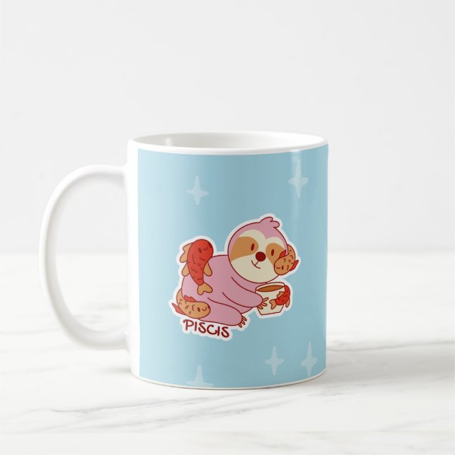 CANECA DE CAFÉ SINAIS ZODIÁTICOS COM LENÇAS E PEIXES DE CAFÉ (Esquerda)
