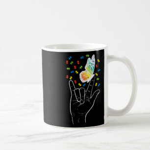Caneca De Café Sinal de Amor Asl Borboleta Puzzle Conscientização