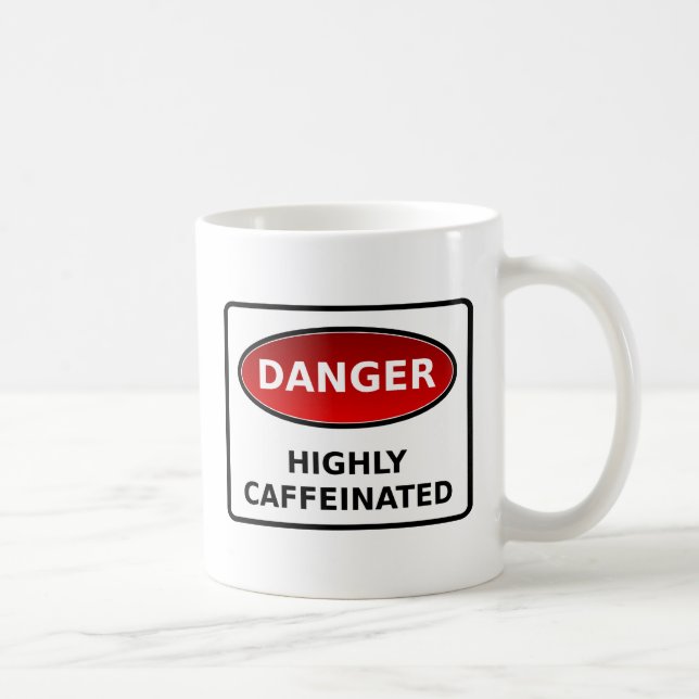 Caneca De Café Sinal de Aviso da Cafeína (Direita)
