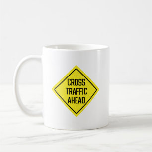 Caneca De Café Sinal de aviso de tráfego cruzado   Mug Clássico