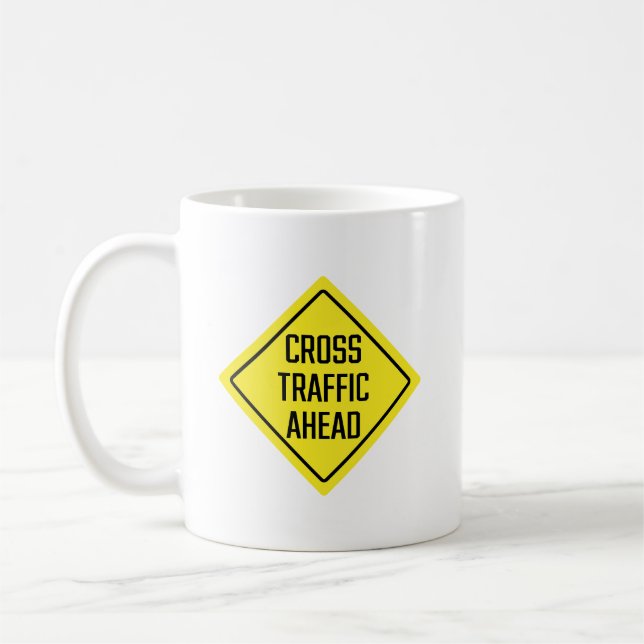 Caneca De Café Sinal de aviso de tráfego cruzado | Mug Clássico (Esquerda)