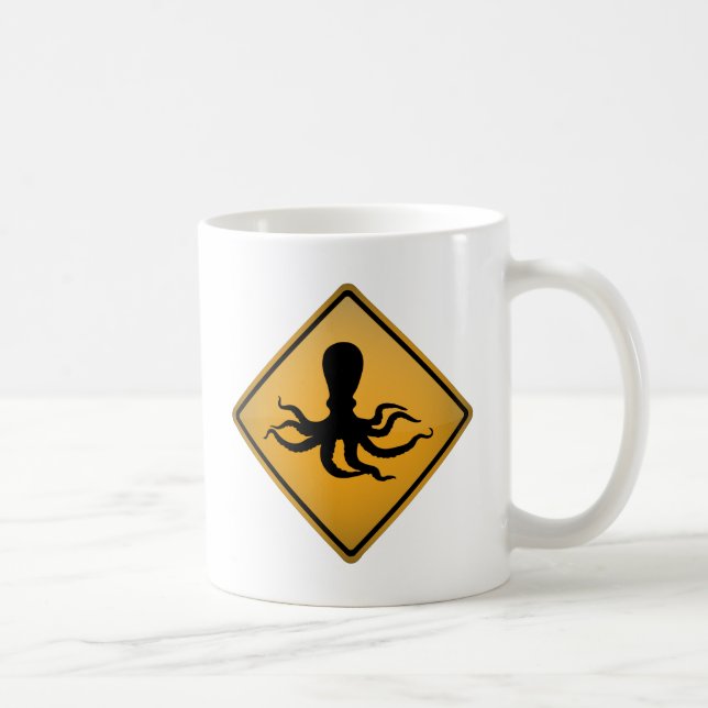 Caneca De Café Sinal de aviso do polvo (Direita)