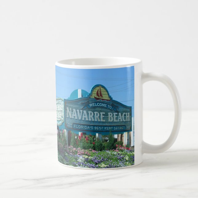 Caneca De Café Sinal de boas-vindas da Navarre Beach Flórida (Direita)