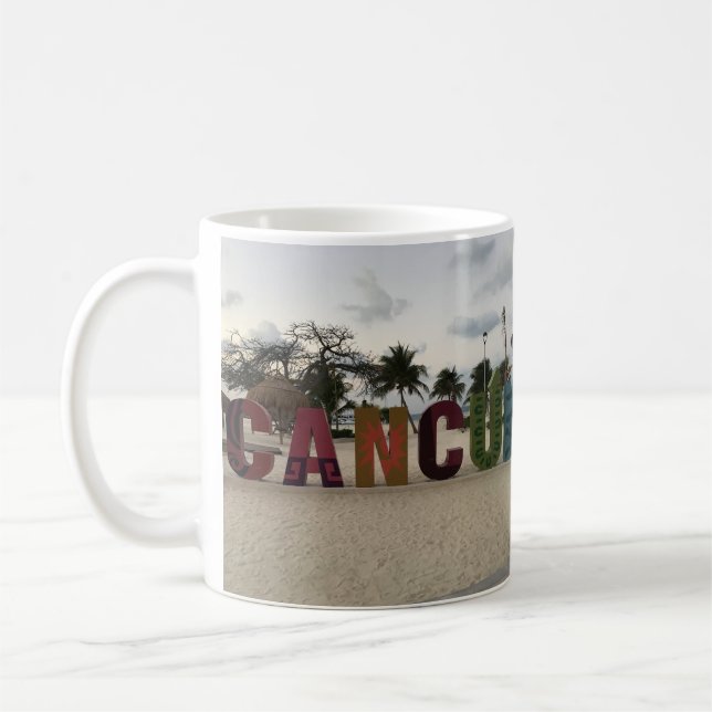 Caneca De Café Sinal de Cancún - Playa Delfine, México Mug (Esquerda)