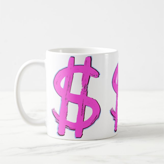 Caneca De Café Sinal de Dólar Rosa (Esquerda)