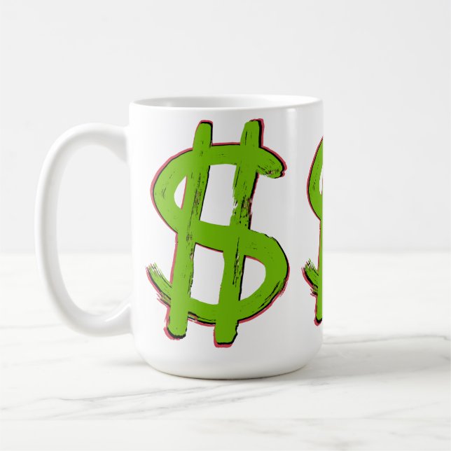 Caneca De Café Sinal de Dólar Verde (Esquerda)