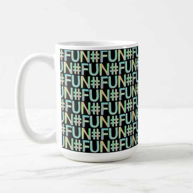 Caneca De Café Sinal de #FUN Colorido Design (Esquerda)