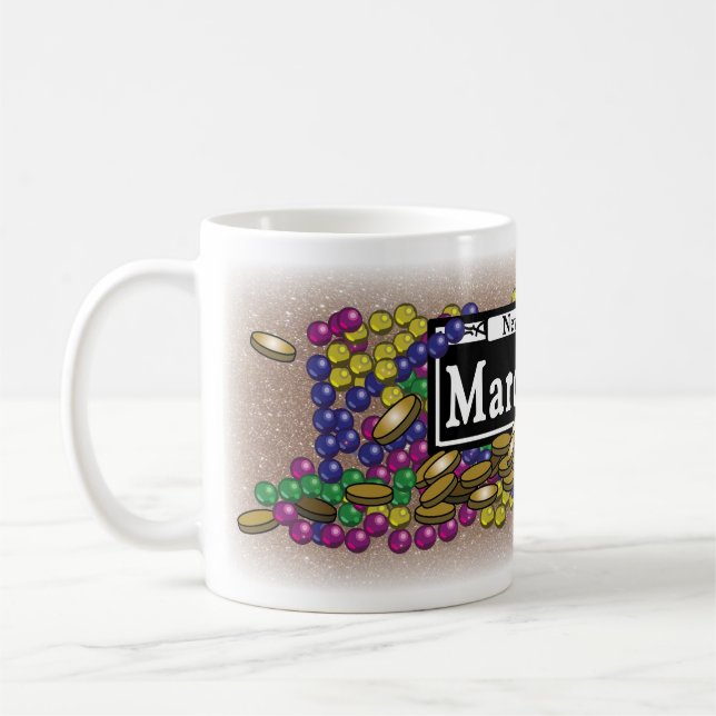 Caneca De Café Sinal de Mardi Gras - Dourada Glitter Coffee Mug (Esquerda)
