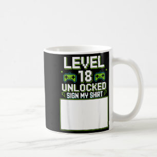 Caneca De Café Sinal de nível 18 desbloqueado meu aniversário de