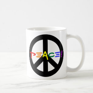 Caneca De Café Sinal de paz com arco-íris