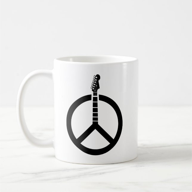Caneca De Café Sinal de Paz com Guitarra (Esquerda)