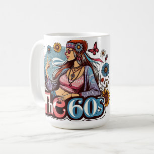 Caneca De Café Sinal de paz da menina Hippie pintinho de 1960