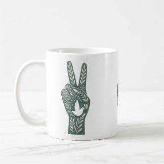 Caneca De Café Sinal de Paz Floral Retro & Arte de Pombo Sol Bot