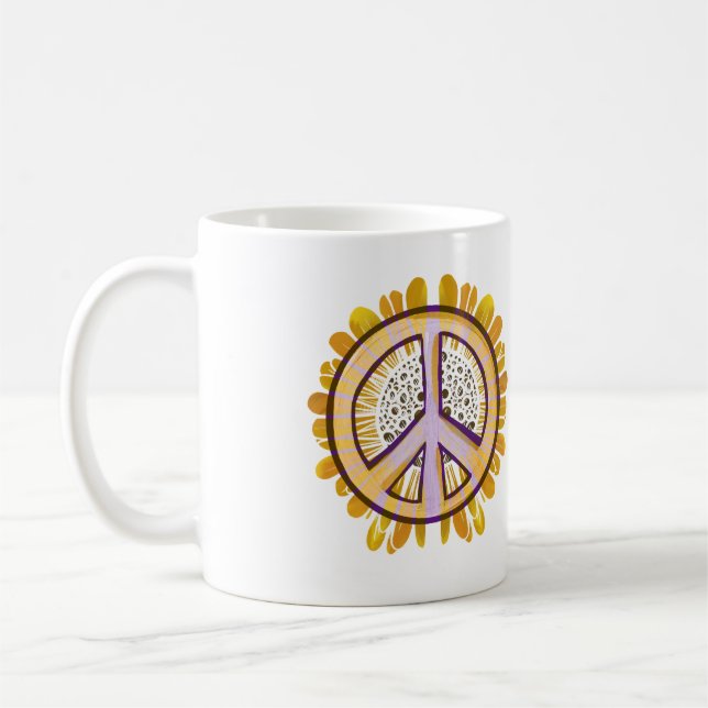 Caneca De Café Sinal de paz girassol Arte flor pacífica (Esquerda)