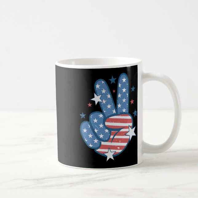 Caneca De Café Sinal De Paz Groovy 4 De Julho (Direita)