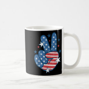 Caneca De Café Sinal de Paz Mão Bandeira EUA 4 de Julho Patriótic