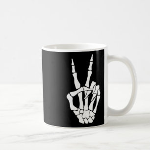 Caneca De Café Sinal de Paz Mão Osso Halloween Pocket Skeleton