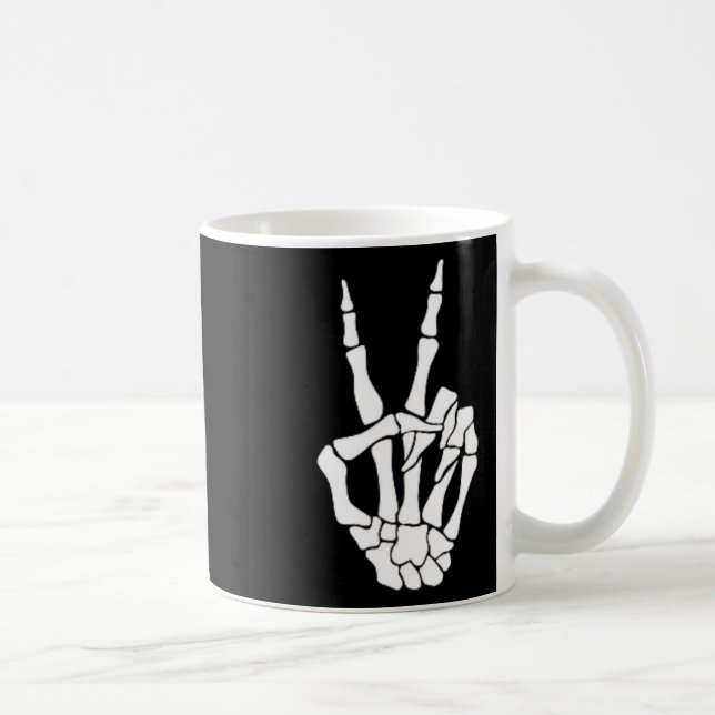 Caneca De Café Sinal de Paz Mão Osso Halloween Pocket Skeleton (Direita)
