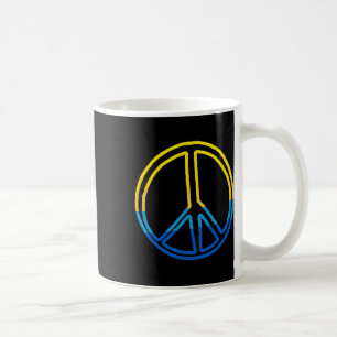 Caneca De Café Sinal de Paz nas Cores da Ucrânia Amarelo e Azul