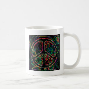 Caneca De Café sinal de paz psicadélico