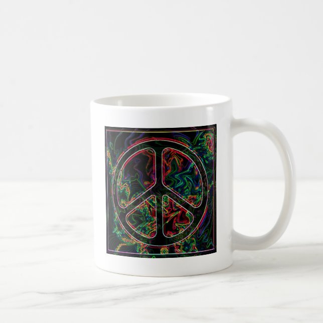 Caneca De Café sinal de paz psicadélico (Direita)