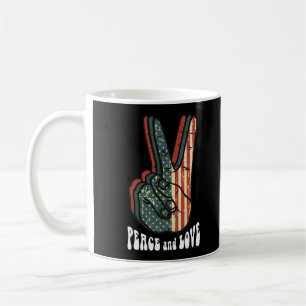 Caneca De Café Sinal de Paz Retro Vintage Anos 60 70 Presente Hip